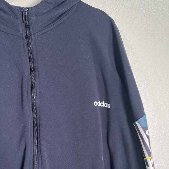 Adidas x Farm Rio Sweatshirt Womens XL Navy Full Zip Legend Ink Hooded Jacket - Picture 2 of 7